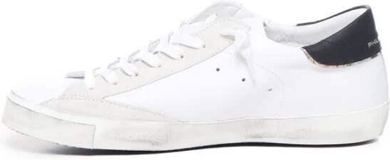 Philippe Model Witte leren sneakers met contrasterende hiel White Heren