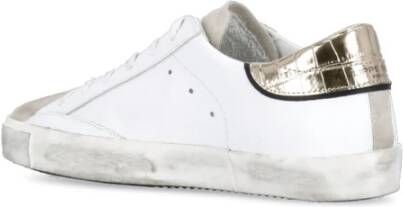 Philippe Model Witte Leren Sneakers met Gouden Details White Dames
