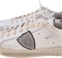 Philippe Model Witte leren sneakers met grijs logo en groene suède spoiler - Thumbnail 2