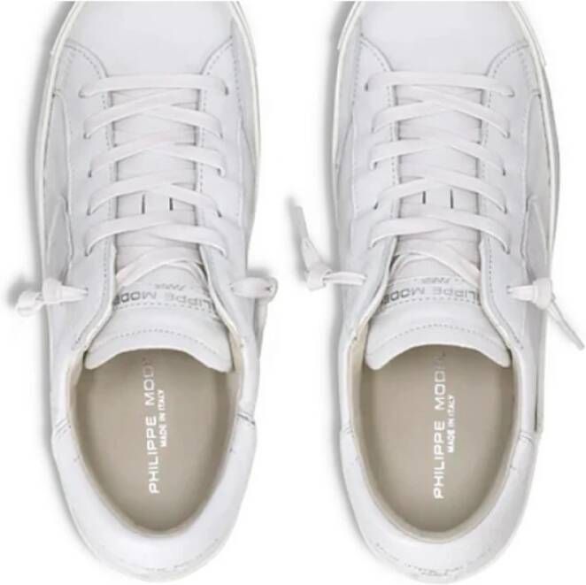 Philippe Model Witte Leren Sneakers met Vintage Effect White Dames