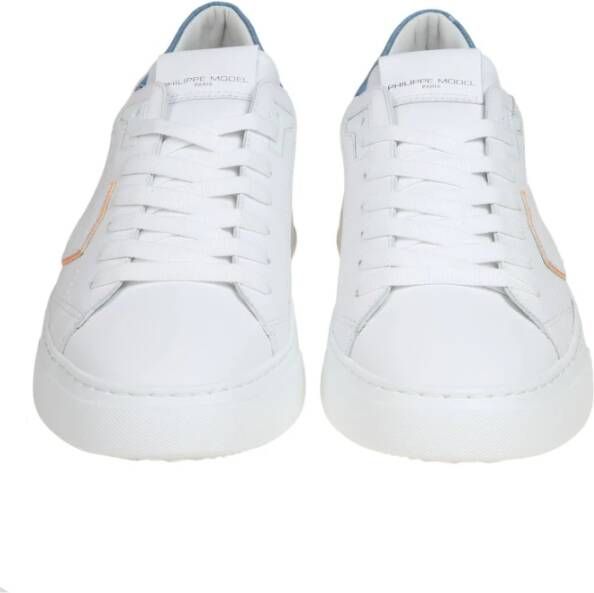 Philippe Model Witte Leren Sneakers Vetersluiting White Heren