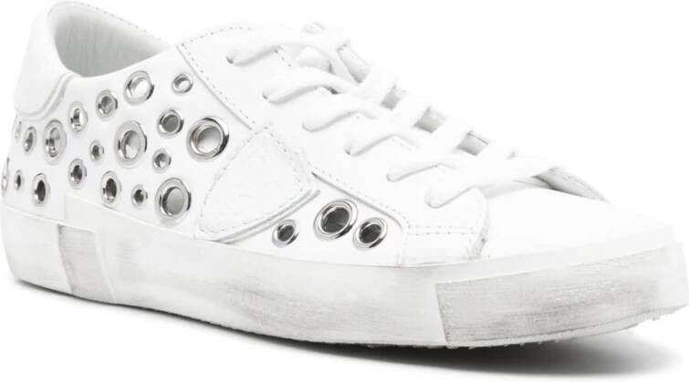 Philippe Model Witte Leren Sneakers Vintage Stijl White Dames