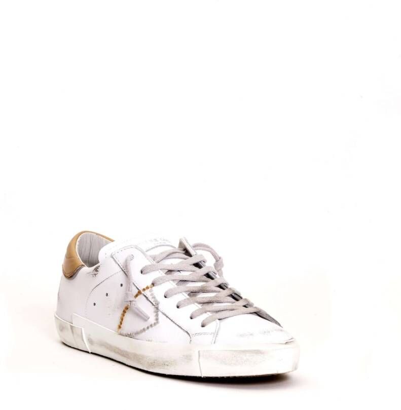 Philippe Model Witte Leren Tan Sneakers Stijlvol White Heren