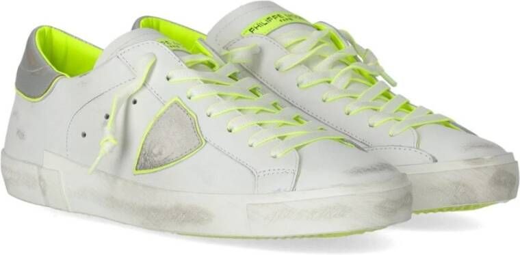Philippe Model Witte Neon Gele Lage Sneaker White Heren
