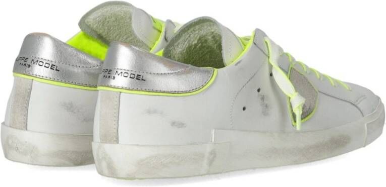 Philippe Model Witte Neon Gele Lage Sneaker White Heren