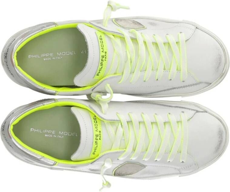 Philippe Model Witte Neon Gele Lage Sneaker White Heren