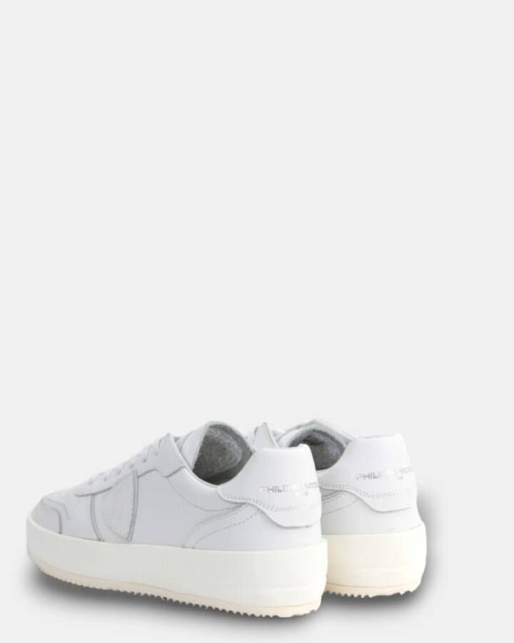 Philippe Model Witte Sneakers met Ambachtelijke Zool White Heren