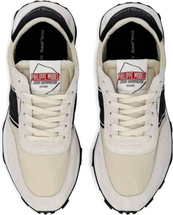 Philippe Model Witte Sneakers met Stof en Leer