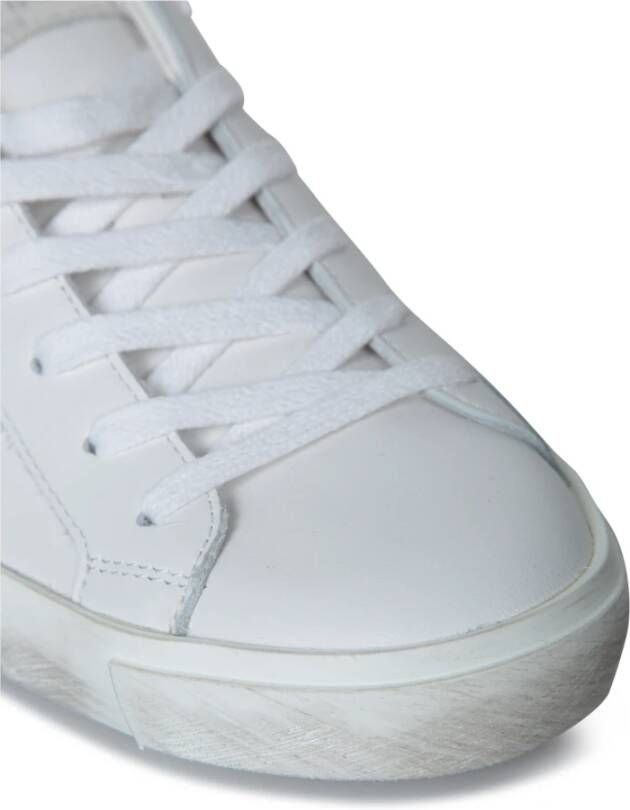 Philippe Model Witte Sneakers met Zilveren Details