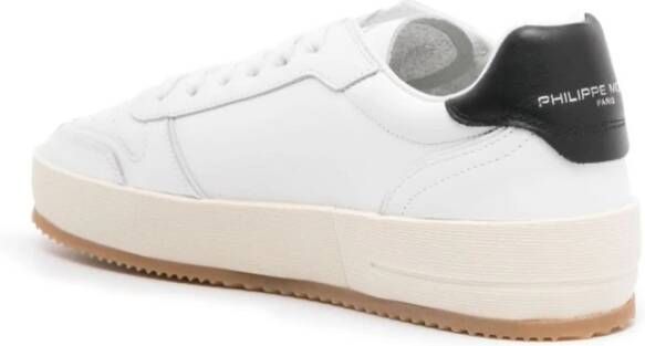 Philippe Model Witte Sneakers met Zwarte Hiel White Heren