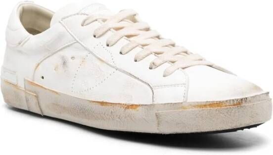 Philippe Model Witte Vetersneaker met Merkhiel White Heren