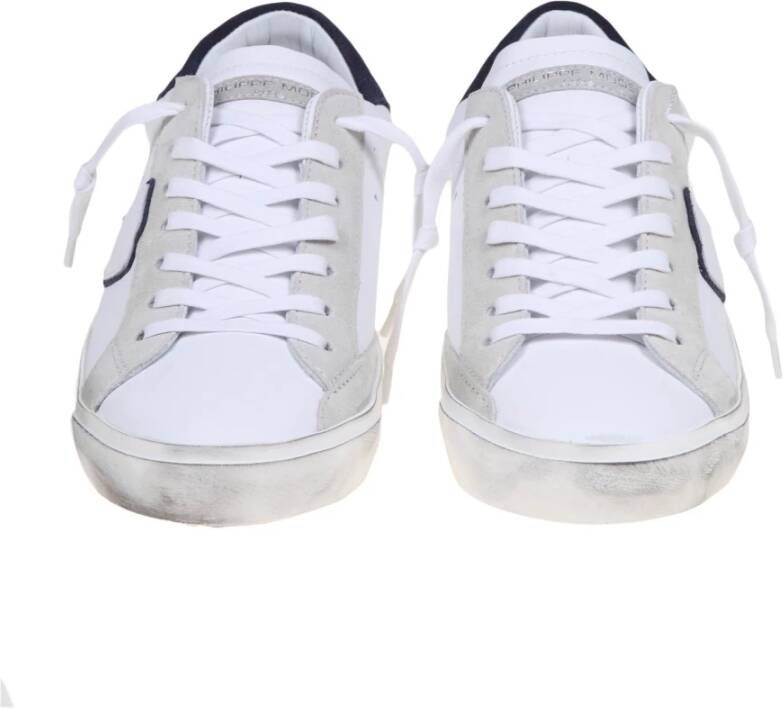 Philippe Model Witte Blauwe Leren Lage Sneakers White Dames