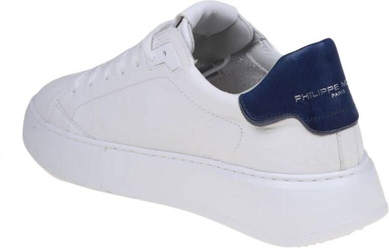 Philippe Model Witte Blauwe Leren Temple Sneakers White Heren