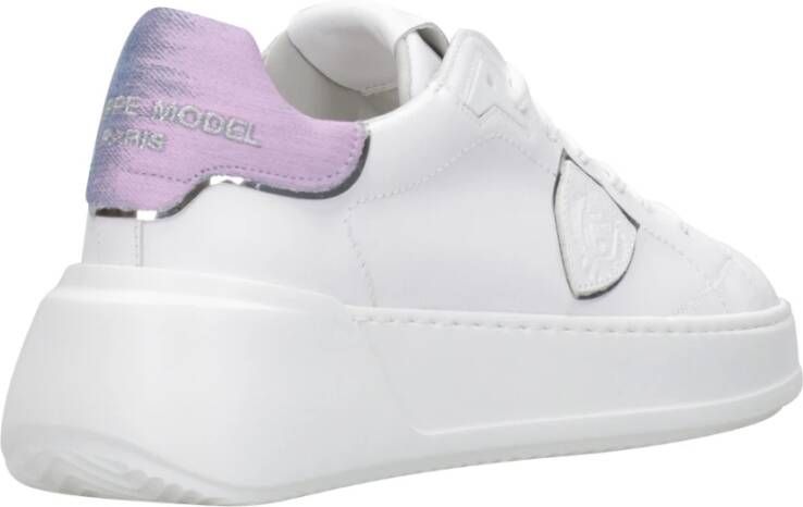 Philippe Model Witte+Lichtblauwe Sneakers met Metallic Accenten White Dames