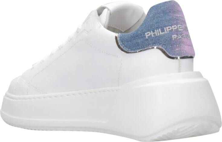 Philippe Model Witte+Lichtblauwe Sneakers met Metallic Accenten White Dames