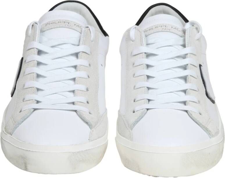Philippe Model Witte zwarte leren sneakers Ss24 White Heren