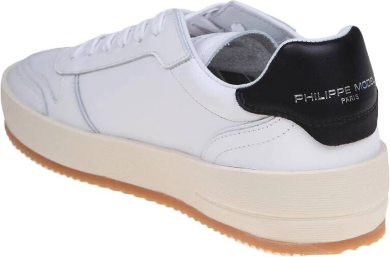 Philippe Model Witte zwarte leren sneakers White Heren