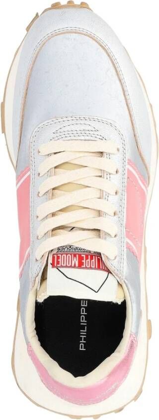 Philippe Model Zilver en Roze Vintage Hardloopschoenen Gray Dames