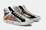 Philippe Model Grijze Leren Sneaker met Zilveren Inzetstukken Gray Dames - Thumbnail 3