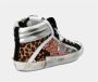 Philippe Model Grijze Leren Sneaker met Zilveren Inzetstukken Gray Dames - Thumbnail 4
