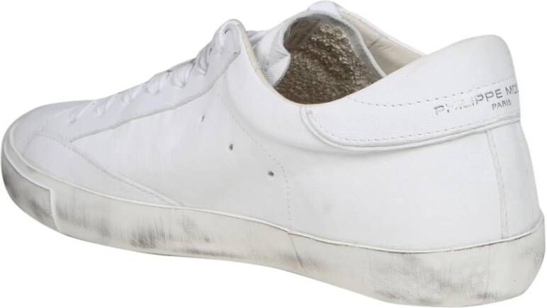 Philippe Model Zilveren gelamineerde leren hoge sneakers White Heren