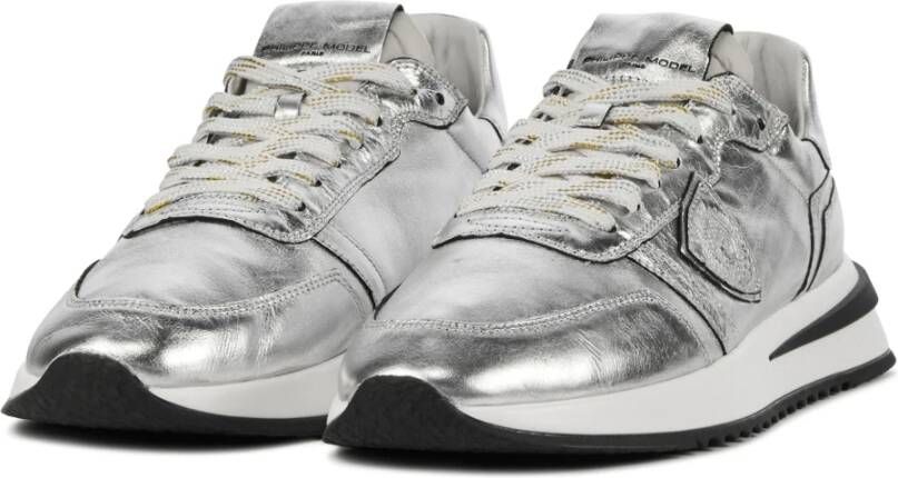 Philippe Model Zilveren Leren Sneakers Grijs Dames