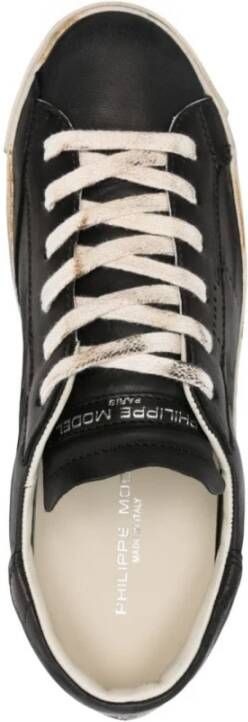 Philippe Model Zwarte Sneakers Vintage Afwerking Vetersluiting Black Dames