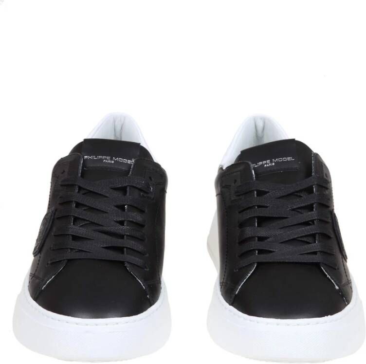 Philippe Model Zwarte Witte Leren Sneakers Black Heren