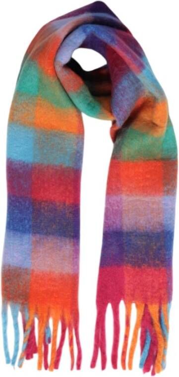 Pieces Regenboog Geruite Fringe Sjaal