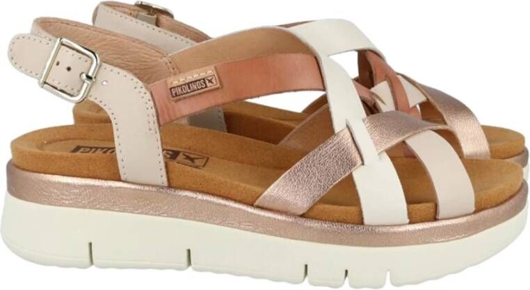 Pikolinos Beige Casual Leren Dames Sandalen Beige Dames