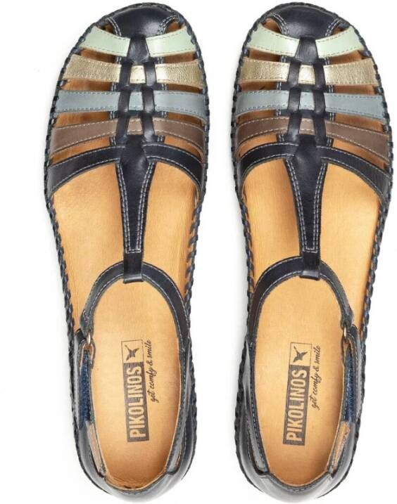 Pikolinos Blauwe leren damessandaal Blue Dames