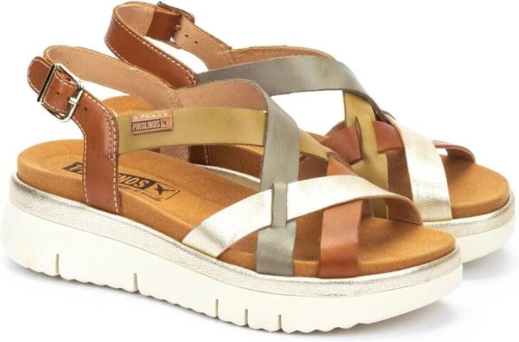 Pikolinos Bruine damessandaal Stijlvolle Palma Multicolor Dames