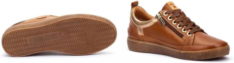 Pikolinos Bruine leren sneakers met rits en veters