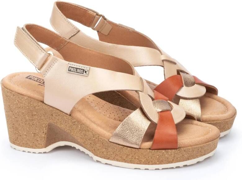 Pikolinos Comfortabele Arenales Sleehak Sandalen Beige Dames