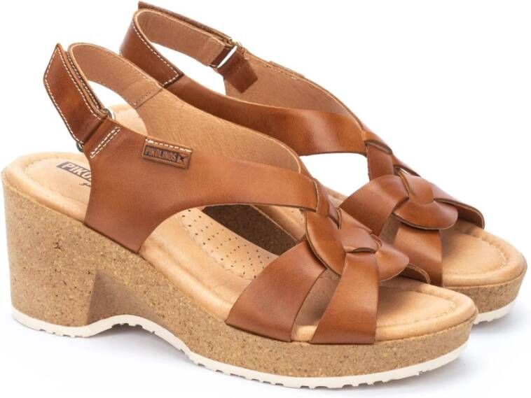 Pikolinos Comfortabele Arenales Sleehak Sandalen Brown Dames