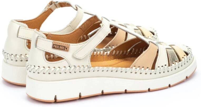 Pikolinos Comfortabele leren sandaal off white Beige Dames