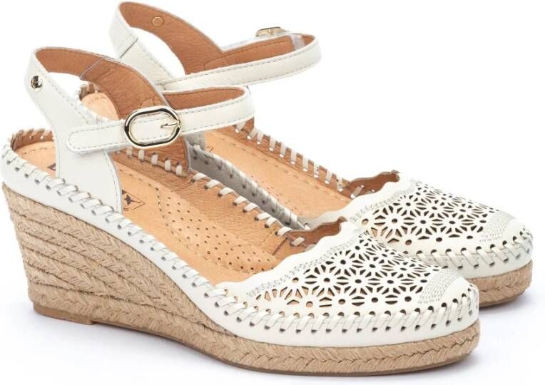 Pikolinos Handgemaakte Jute Sleehak Sandalen voor Dames White Dames