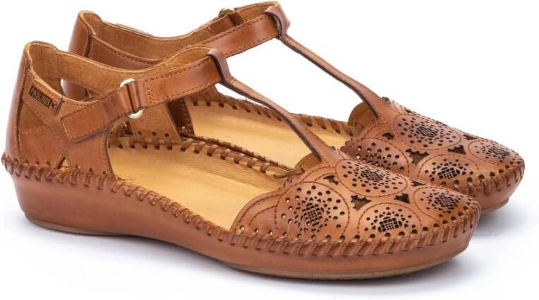 Pikolinos Iconische Leren Sandaal met Vlechtwerk Brown Dames
