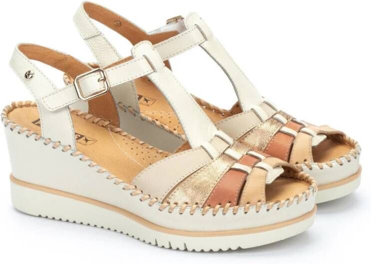 Pikolinos Off white sleehak leren sandaal Beige Dames