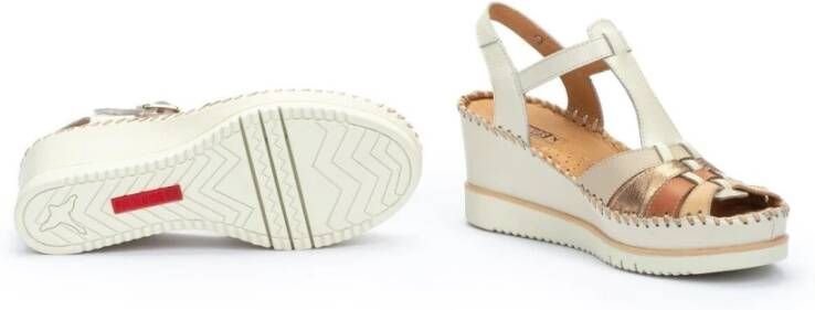 Pikolinos Off white sleehak leren sandaal Beige Dames