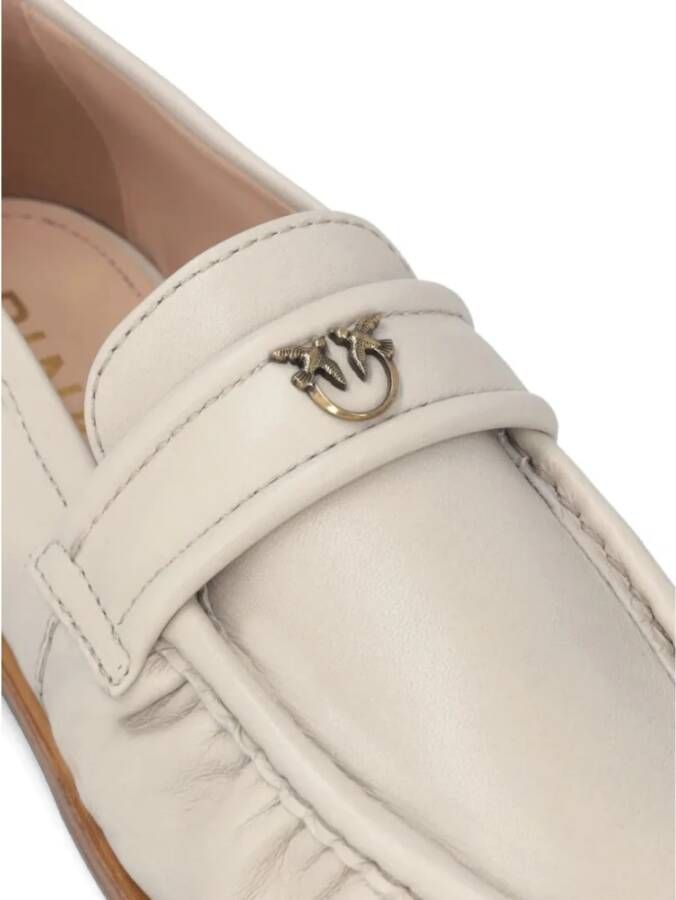 Pinko Beige Leren Loafers Casual Stijl