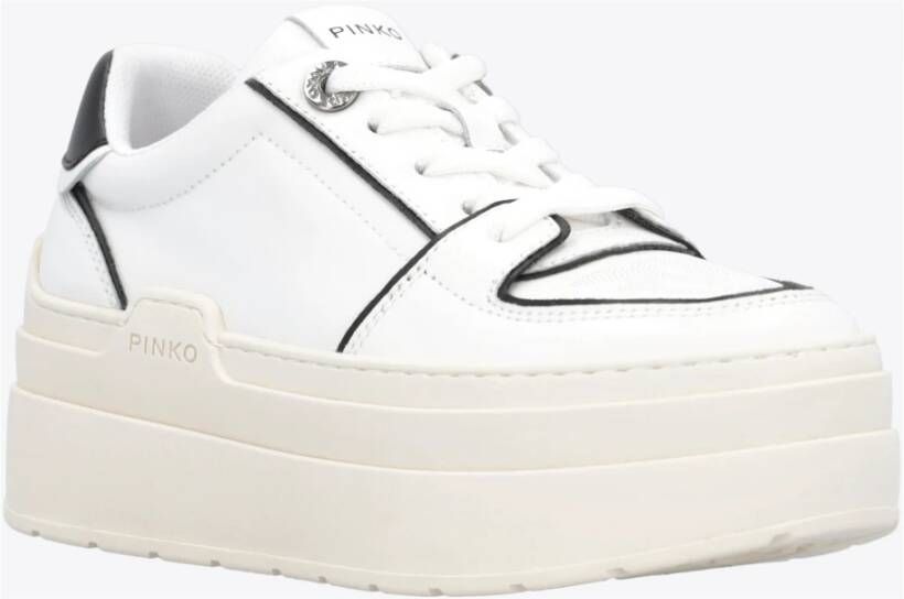 pinko Contrasterende Leren Platform Sneakers White Dames