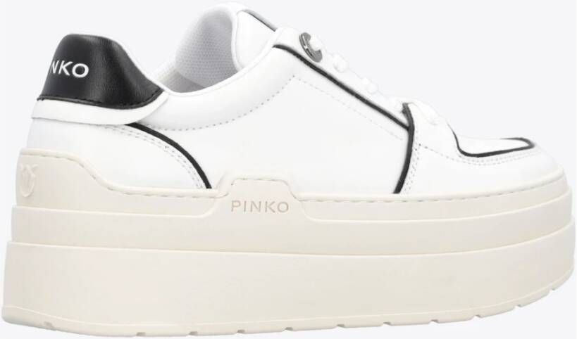 pinko Contrasterende Leren Platform Sneakers White Dames
