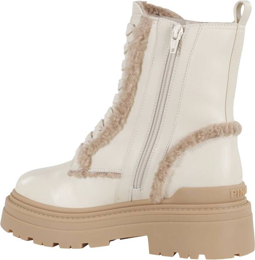 Pinko Crème Leren Teddy Inzetlaars