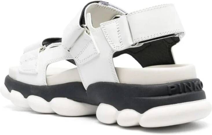 pinko Witte Leren Casual Open Sandalen White Dames