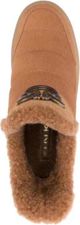 pinko Gestikte Instaplaarzen met Shearling Voering Brown Dames
