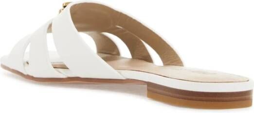 pinko Gestreepte leren slippers met gouden details White Dames