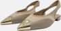 Pinko Leren Dames Sandalen Lente Zomer Collectie Beige Dames - Thumbnail 9