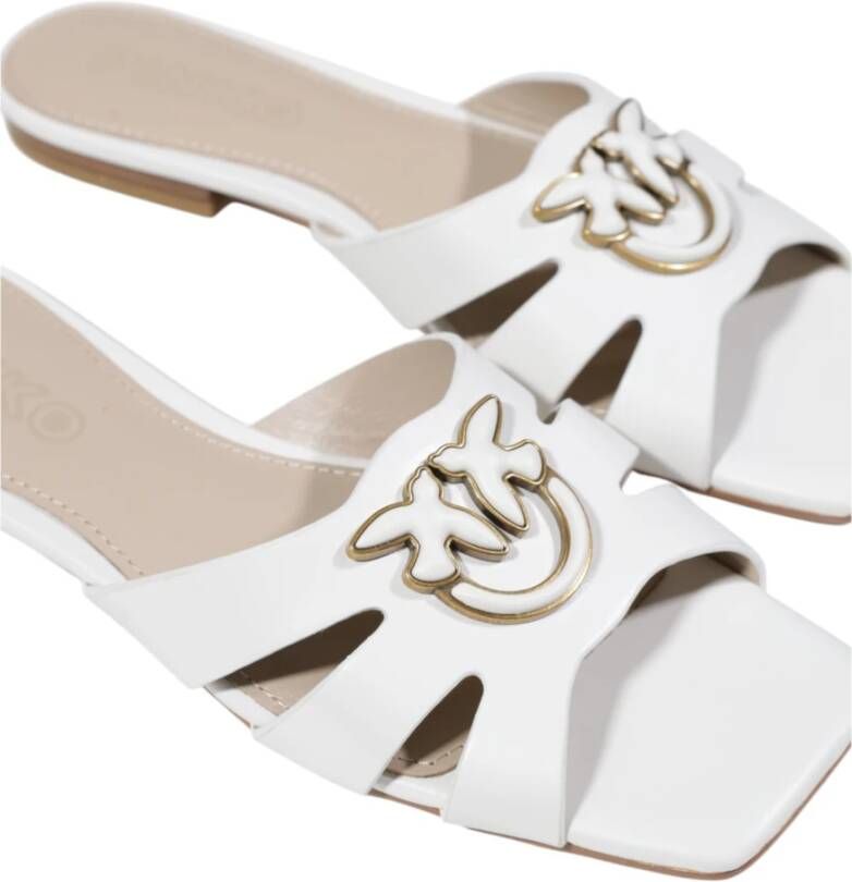 pinko Leren Damessandalen Lente Zomer Collectie White Dames