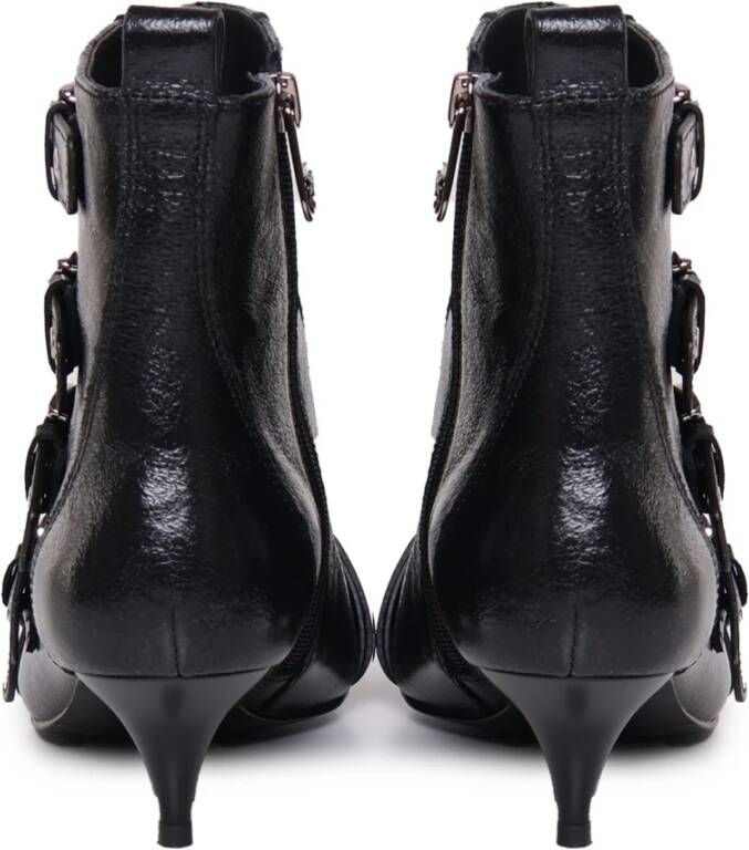 pinko Leren Platte Schoenen Black Dames